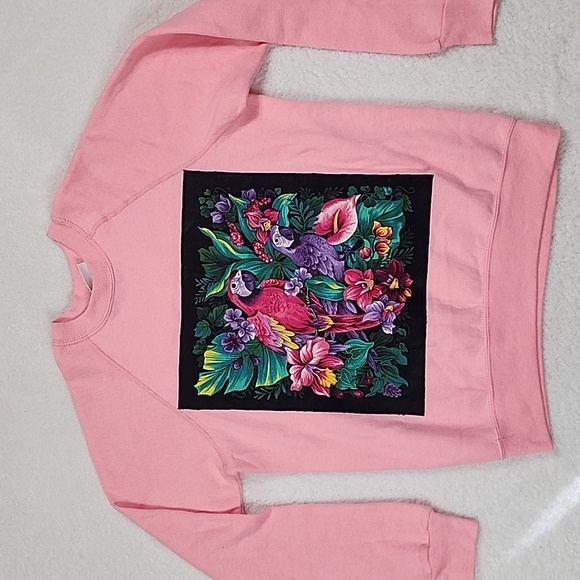 🦜 Vintage Bassett Walker Pink Tropical Parrot Sweatshirt - Picture 8 of 8